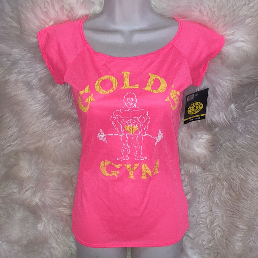 GOLD’S GYM Pink Slasher Open Back Yoga Top